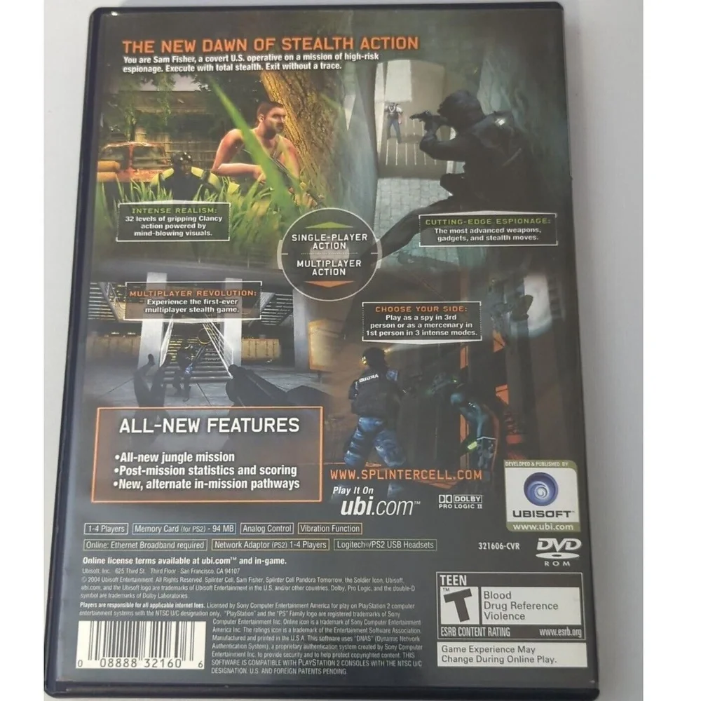 Tom Clancy's Splinter Cell: Pandora Tomorrow (Sony PlayStation 2, 2004) Complete